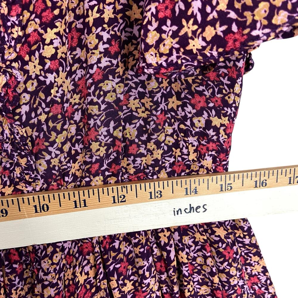 Sundance Floral Crepe Flutter Sleeves V Neck Dress Medium - Picture 3 of 8